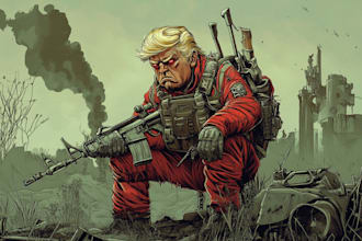 desing a professional editorial and political cartoon