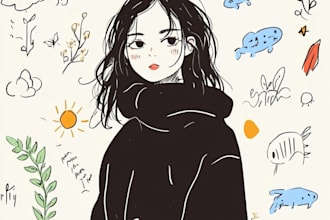 make a doodle illustration for music album cover