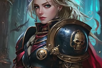 draw a awsome warhammer 40k character art illustration