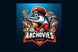 design amazing anchovies, fish mascot logo with free vector file