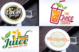 design unique juice bar, beach cafe, restaurant, salad and coffee shop logo