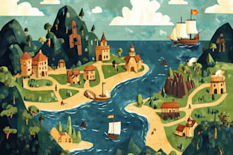 vector map illustration map design 3d isometric fantasy map