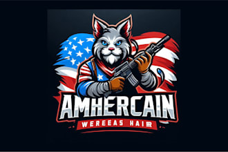 make unique american wirehair, cat mascot logo within two day