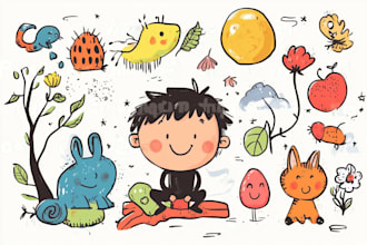 draw cute doodle and doodle art ilustration for any purpose
