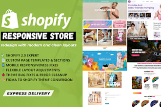 redesign, customize, maintain, update shopify 2 store