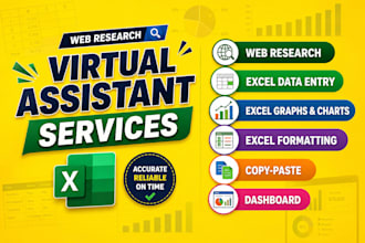 do excel data entry,web research,copypaste, excel chart,and formatting