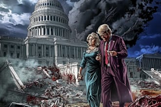 draw a political caricature and cartoon art