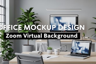 design office mockup and customize zoom virtual background