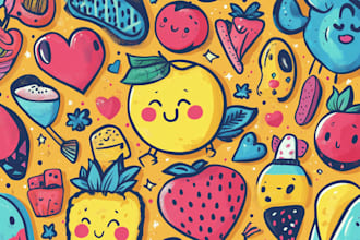 create cute doodle art pattern illustrations