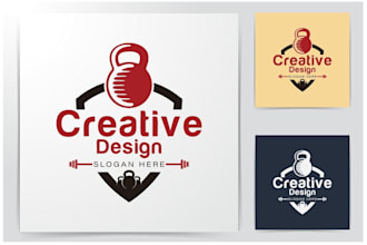 make physical fitness gym body building logo design