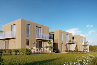 renew 3d modern townhouse terrace,balcony design,garden patio,interior rendering
