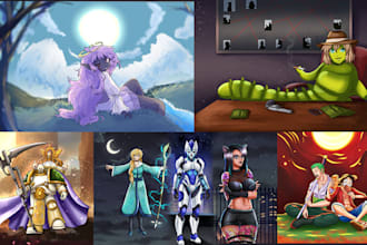 draw an anime art illustration, vtuber, oc, fanart, pfp design