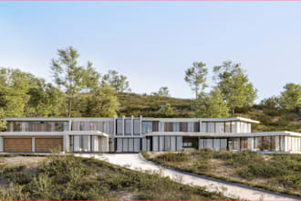 rebuild 3d modern villa, relax hut, facade design,garden, pool,terrace rendering