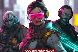 design cyberpunk and fantasy character splash art