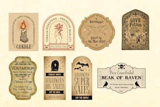 do apothecary candle label design, vintage, old, antique, retro
