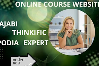 kajabi website design landing page podia thinkific online course funnel teachabl