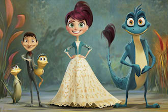 design a professional disney family portrait