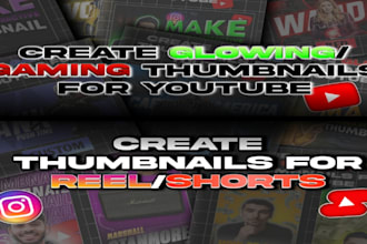 create glowing,gaming thumbnails for youtube,insta and shorts