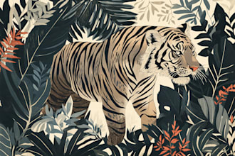 illustrate animal or botanical linocut based on your request
