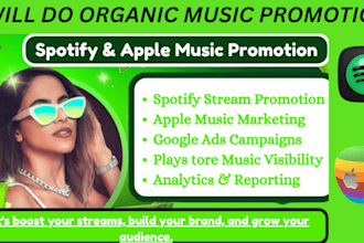 promote your music on spotify also on apple music and outreach large audience