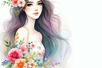 draw portrait with simple watercolor illustration