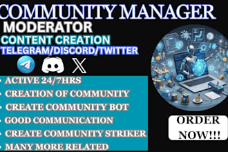 be your community manager discord, telegram twitter moderator, content creation
