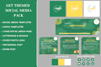 design social media branding kit logo, banner, icon, post