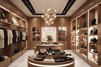 do 3d cgi retail store design, jewelry shop, boutique store