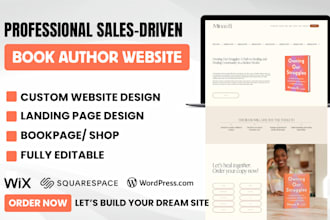 design book author website ebook landing page squarespace wix website redesign