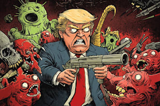 desing a professional editorial and political cartoon