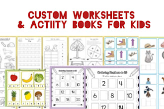 custom worksheets and activity book for kids