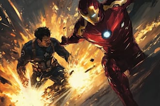 make a comic book superhero illustration marvel comic