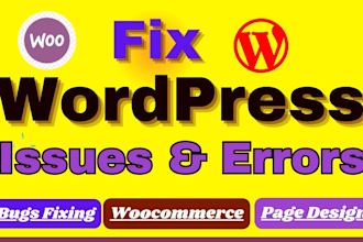 fix wordpress issues or errors, customize website and woocommerce bugs
