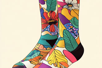 draw sublimation all type of unique socks design  patterns