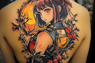 make anime manga tattoo design or illustration in any style