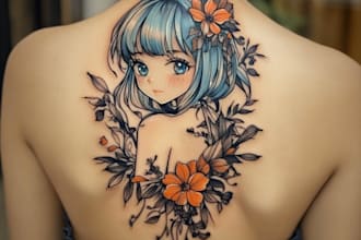 do custom anime tattoo for sleeves t shirts, leg or anything