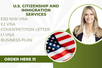 draft eb2 niw, e2, l1 US visas business plan according to uscis