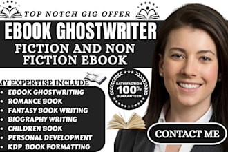 write your ebook in romance, fantasy, personal development, biography, kid genre