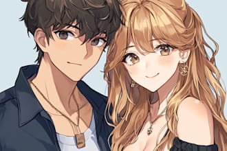 make a anime couple character art anime style