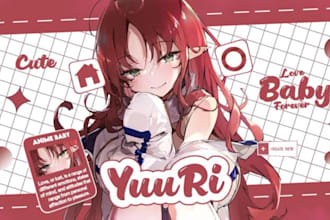 draw cute live2d vtuber anime model for your streams in chibi style