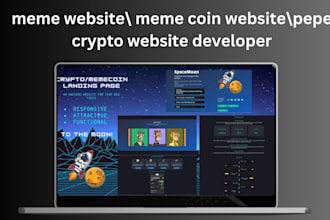 design crypto meme coin website, animated memecoin landing page with webflow wix