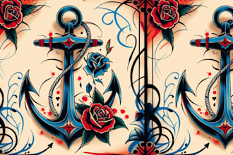 draw american traditional tattoo design by request