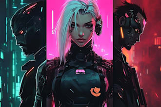 draw cyberpunk pop art anime characters