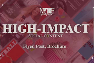 social media posts, flyers, and print material design