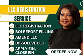register US llc, dissolve llc, amend llc, apply for ein, close ein, boi report