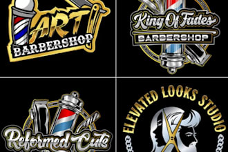 give you high quality professional barber shop logo with original concept