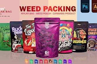 design unique weed pouch,myler bag,and label design