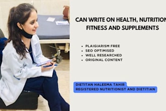 write articles and blog posts on health, nutrition, fitness, and supplements