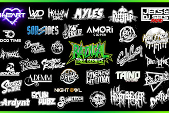 dj rap band creative custom, text logo music, typography, producer any business