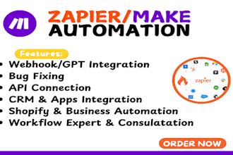 create make com, integromat, zapier, webhook, and API integration for your apps
